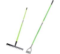 Dunnet Tools Dutch Hoe And Rake Garden Tool Set Carbon Steel Gardening Kit Soil Digging Garden Rake Dutch Hoe Set Professional Diy For Home Use
