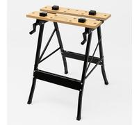 Dunnet Tools Folding Work Bench with Vice - Portable Workbench & Foldable Work Table - Heavy Duty Steel Frame & MDF Top Dual Clamping Cranks, Swivel Pegs & Tool Storage - Strong DIY Garage Workbenches