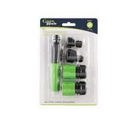 Dunnet Tools Garden Hose Pipe Connector Set Heavy Duty Soft Touch Hose Connector And Spray Nozzle With Water Stop End Hosepipe Quick Connectors For Watering Plants, Gardening (5pc Set)