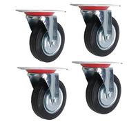 Dunnet Tools Heavy Duty Castors Set Of 4 Solid Rubber 100mm Castor Wheels For Furniture Up To 280kg Swivel Trolley Wheels Smooth Double Bearing Casters For Furniture Multi Surface Castor Wheel Set