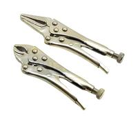 Dunnet Tools Mole Grips 2pc Mini Locking Pliers Set | Long Nose & Round Nose Vice Holders | Heavy Duty Clamps for Woodwork, Crafting, and DIY Tools | Hardened, Tempered Steel | Precision Milled Teeth