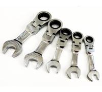 Dunnet Tools Flexi Ratchet Spanners Stubby Metric 5 Piece Automotive Garage Workshop 5pc Set Mechanics Tool Set Ratcher Spanner Kit Compact Tools Hand Tools