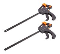 Dunnet Tools Set of 2 12" Inch F Wood Clamps Hand Tools - Easy Use Quick Release Clamp With Nylon Head - Multi Use Ratchet Clamp For Wood Metal Plastic - Heavy Duty F Clamps For Woodwork And Metalwork