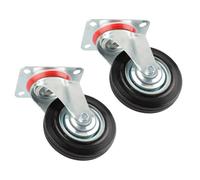 Dunnet Tools Set Of Two Castor Wheels 75mm Rubber Trolley Wheels For Furniture Up To 50kg Heavy Duty Castors With Solid Rubber Wheel Indoor And Outdoor Double Bearing Casters And Wheel For Trolley