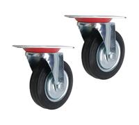 Dunnet Tools Set Of Two Heavy Duty Castor Wheels 100mm With Solid Rubber Wheel 140kg Load Furniture Castors With 360 Degree Swivel Trolley Wheels To Move Heavy Objects Indoor Outdoor Unbraked Casters