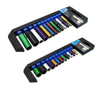 Dunnet Tools Standard and Deep 1/4 Socket Set 24pc Coloured Deep Socket Sets 1/4 Inch Heavy Duty 1/4 Sockets On Storage Rail Metric 4-13mm Tool Set Plumbing Electrician Mechanic Tools