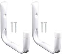 Dunnet Tools White Metal Jumbo Hooks 2 Pack | Large Self-Adhesive Wall Hooks for Hanging No Drill Command | Coat Racks, Wall Mounted for Towels, Hanging Plants, Outdoor & Garage Organization