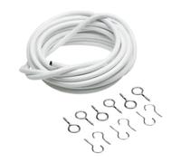 Dunnet Tools White Net Curtain Wire And Hooks Set - 3m Curtain Wire Kit With 6pc Eyes & 6pc Hooks - Multipurpose Wire For Net Curtains Windows - Durable Wire Set For Window Net Curtain