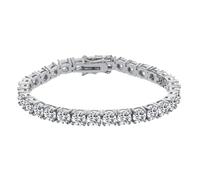Dunnett Taylor White Gold Plated 6mm Cubic Zirconia Classic Tennis Bracelet for Women