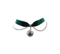 dunns-jewels 16mm Velvet Choker in Green with a Large 20mm Jingle Bell Charm and Silver Plated Chain