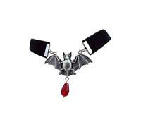 dunns-jewels Black 16mm Velvet Choker with a Large Bat Charm with A Red Teardrop Glass Charm