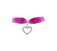 dunns-jewels Classic Gothic Pagan Emo Shocking Pink Velvet 16mm Choker Necklace with a Rhinestone Heart