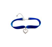 dunns-jewels Royal Blue Velvet Choker with a Rhinestone Heart