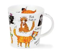 Dunoon Bone China Cat's Life Mug, Cairngorm Shape, 0.48l, Microwave Safe, Dishwasher Safe, Cat Pattern
