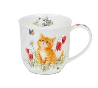 DUNOON Bone China Coffee Mug 450 ml Cumbrae Kittens Mug with Cat Motif - Large Tea Cup 0.45 L Handmade in England, 102 mm Diameter, 96 mm High, Dishwasher Safe, Elegant Gift