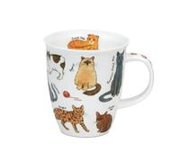 DUNOON Bone China Coffee Mug 480 ml Nevis Cats Mug with Cat Breeds Motif - Large Tea Cup 0.48 L, 112 mm High, Diameter 100 mm, High-Quality Porcelain Mug, Dishwasher Safe, Gift Idea