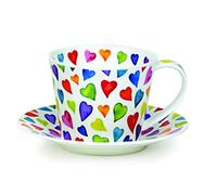 Dunoon Bone China Cup & Saucer Warm Hearts - Islay Shape