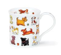 Dunoon Bute Shaped Mug Kittens and Puppies 0.3 Litre Fine Bone China Mug (White Puppies)