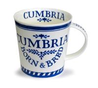 Dunoon Caingorm Born and Bred in Cumbria Blue and White Fine Bone China Mug