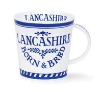 Dunoon Caingorm Born and Bred in Lancashire Blue and White Fine Bone China Mug