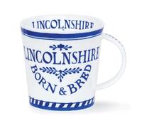 Dunoon Caingorm Born and Bred in Lincolnshire Blue and White Fine Bone China Mug