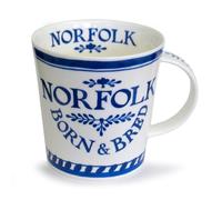 Dunoon Caingorm Born and Bred in Norfolk Blue and White Fine Bone China Mug