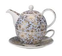 Dunoon China Aqua Tea for 1 inc. Teapot, Cup & Saucer