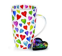 DUNOON Fine Bone China Coffee Mug/Coffee Cup Warm Hearts/Colourful Hearts (Henley)