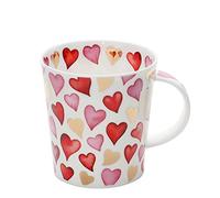 Dunoon Fine Bone China Made in England Lomond Shape Mug Lovehearts (Red)