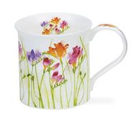 Dunoon Fine Bone China Mug Made in England Bute Shape Floral Haze Pattern 300ml Dishwasher Safe (Freesia)