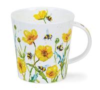Dunoon Fine Bone China Mug Made in England Cairngorm Shape Busy Bees Pattern 480ml Dishwasher Safe (Buttercup)