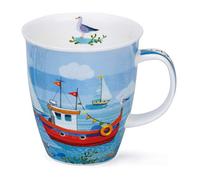 Dunoon Fine Bone China Mug Nevis Shape Made in England Dishwasher & Microwave Safe - Shoreline (Fishing Boat)