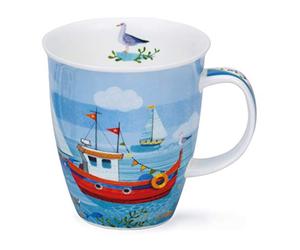 Dunoon Fine Bone China Mug Nevis Shape Made in England Dishwasher & Microwave Safe - Shoreline (Fishing Boat)
