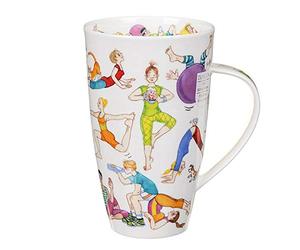 Dunoon Flexible Friends Yoga Work Out Funny Fine Bone China Large Mug Henley Style