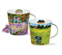 Dunoon Set of 2 mugs Cairngorm Giverny 0.48 L fine bone china porcelain, 480 ml, high-quality coffee cups, height: 11 cm, artistic design, dishwasher safe, perfect gift