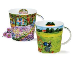 Dunoon Set of 2 mugs Cairngorm Giverny 0.48 L fine bone china porcelain, 480 ml, high-quality coffee cups, height: 11 cm, artistic design, dishwasher safe, perfect gift