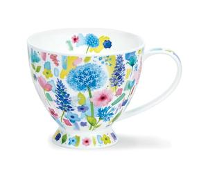 Dunoon Skye Cup Shaped Mug 0.42 Litre Fine Bone China Floral Burst (Blue)