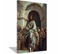 DunPei Abstract Canvas Wall Art Jesus in a Horse Christian Spiritual Wall Decor Pictures Modern Religious Posters Prints for Bedroom Church Decoration(multicolored73)-30x45cm Framed