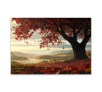 DunPei Abstract Tree of Life Wall Art, Trees by the landscape Abstract Tree Wall Art for Living Room Bathroom Office - (Red)