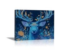 DunPei Animal Canvas Wall Art Deer head A perfect wall art living room bedroom kitchen dining room bathroom bars wall decor(red)-70x100cm Framed