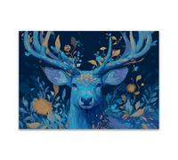 DunPei Animal Canvas Wall Art Deer head A perfect wall art living room bedroom kitchen dining room bathroom bars wall decor(red)-70x100cm Unframed