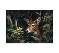 DunPei Animal Canvas Wall Art Deer in the Forest A perfect wall art living room bedroom kitchen dining room bathroom bars wall decor(white)-60x90cm Unframed