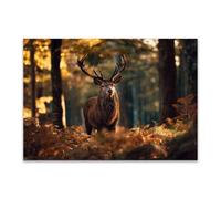 DunPei Animal Canvas Wall Art Deer in the Forest A perfect wall art living room bedroom kitchen dining room bathroom bars wall decor(brown)-80x120cm Unframed