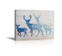 DunPei Animals Decor Canvas Wall Art a herd of deer home decoration such as living room bedroom kitchen bathroom dining room office(brown)-30x45cm Framed