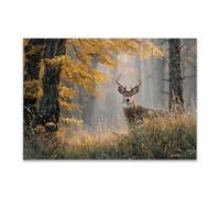 DunPei Animals Decor Canvas Wall Art Deer in the Forest home decoration such as living room bedroom kitchen bathroom dining room office(brown)-60x90cm Unframed