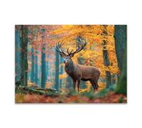 DunPei Animals Decor Canvas Wall Art Deer in the Forest home decoration such as living room bedroom kitchen bathroom dining room office(brown)-70x100cm Unframed