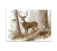 DunPei Animals Decor Canvas Wall Art Deer in the Forest home decoration such as living room bedroom kitchen bathroom dining room office(brown)-70x100cm Unframed