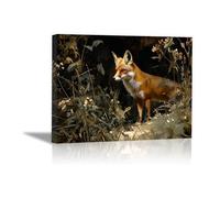 DunPei Animals Decor Canvas Wall Art, Fox home decoration such as living room bedroom kitchen bathroom dining room office - 80x120cm Framed(green)