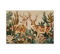 DunPei Art Canvas Painting Posters and Prints Animal Canvas Wall Art a herd of deer for Wall Decor and Home decorations Office Decor(brown)-60x90cm Unframed