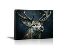 DunPei Art Canvas Painting Posters and Prints Animal Canvas Wall Art Deer head for Wall Decor and Home decorations Office Decor(brown)-70x100cm Framed